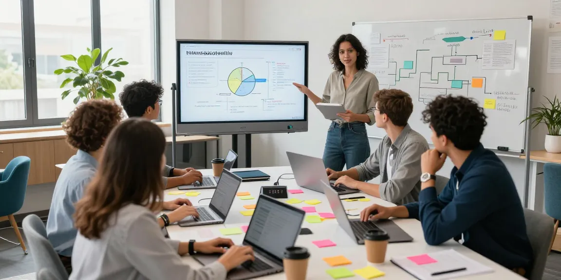 Collaborative business professionals strategizing at https://www.bdtjl.app/ in a modern coworking space.
