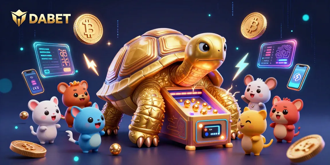 DABET offers an exciting crypto gaming experience with vibrant characters and neon elements amid energetic gameplay visuals.