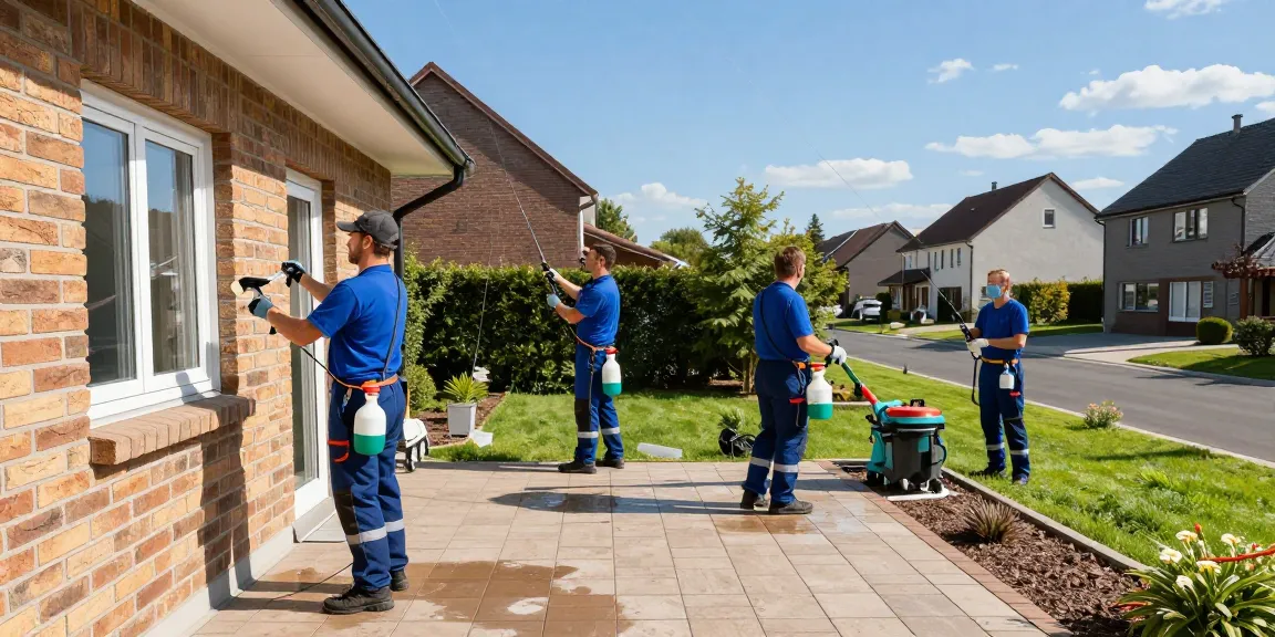 Professionelles Team bei der Fassadenreinigung in Vellmar mit umweltschonenden Mitteln