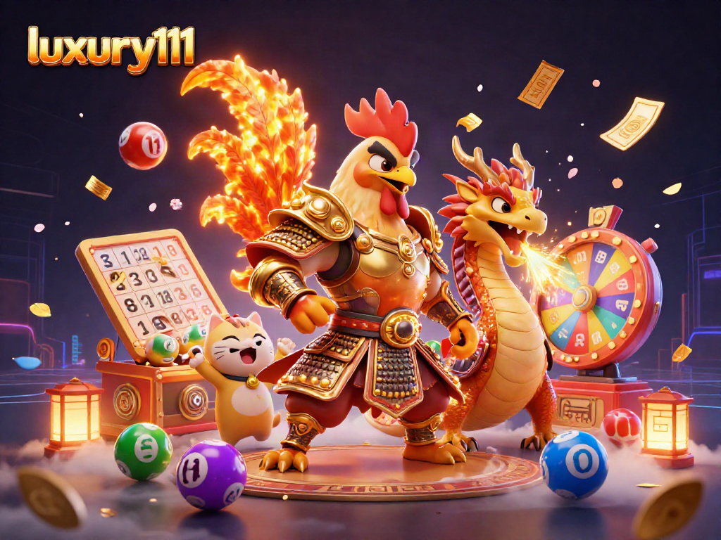 Engage with luxury111 through an exhilarating digital casino scene filled with vibrant lottery elements.