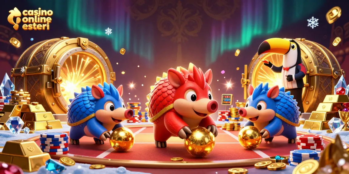 Scopri l'azione nei migliori casino online esteri con pangolini avversari in una scena vibrante di vincite.