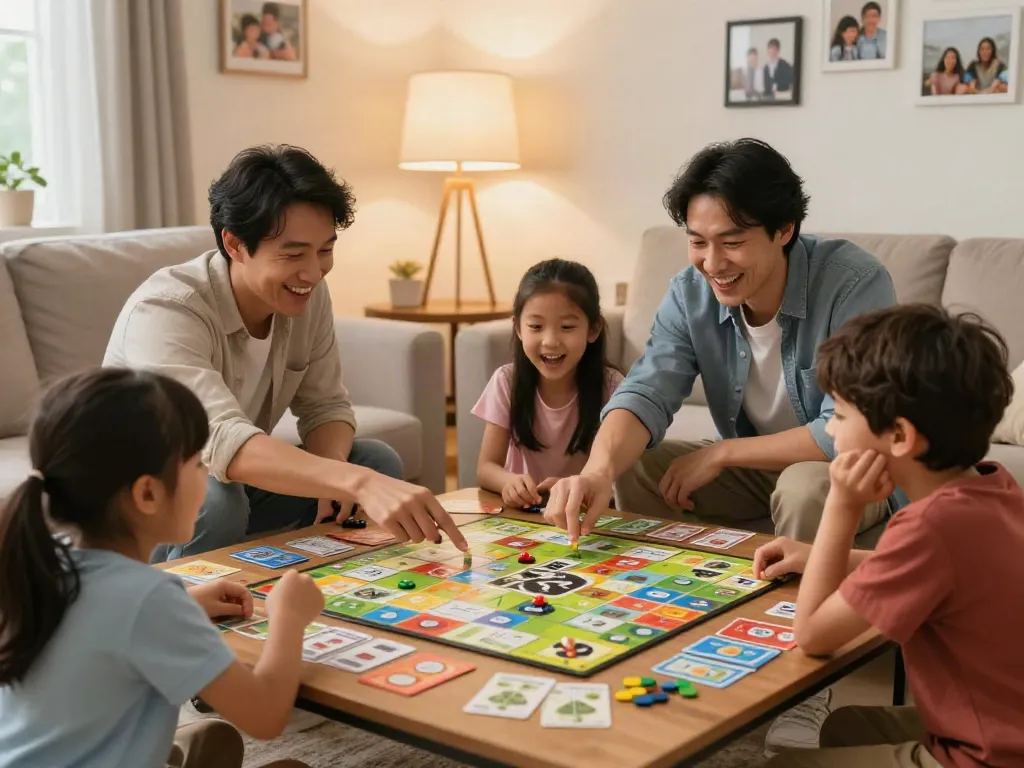 Cialis awareness campaign featuring family playing a board game together, emphasizing connection and enjoyment.