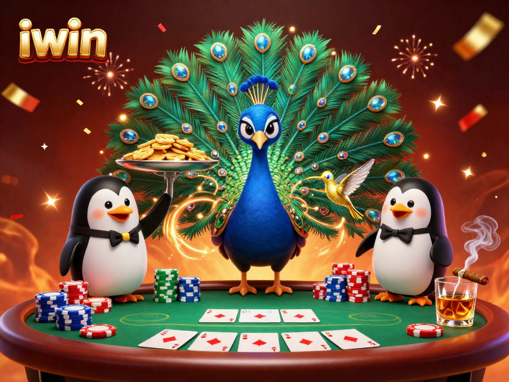 Join the fun at iwin while enjoying an energetic scene with poker elements and vibrant characters.