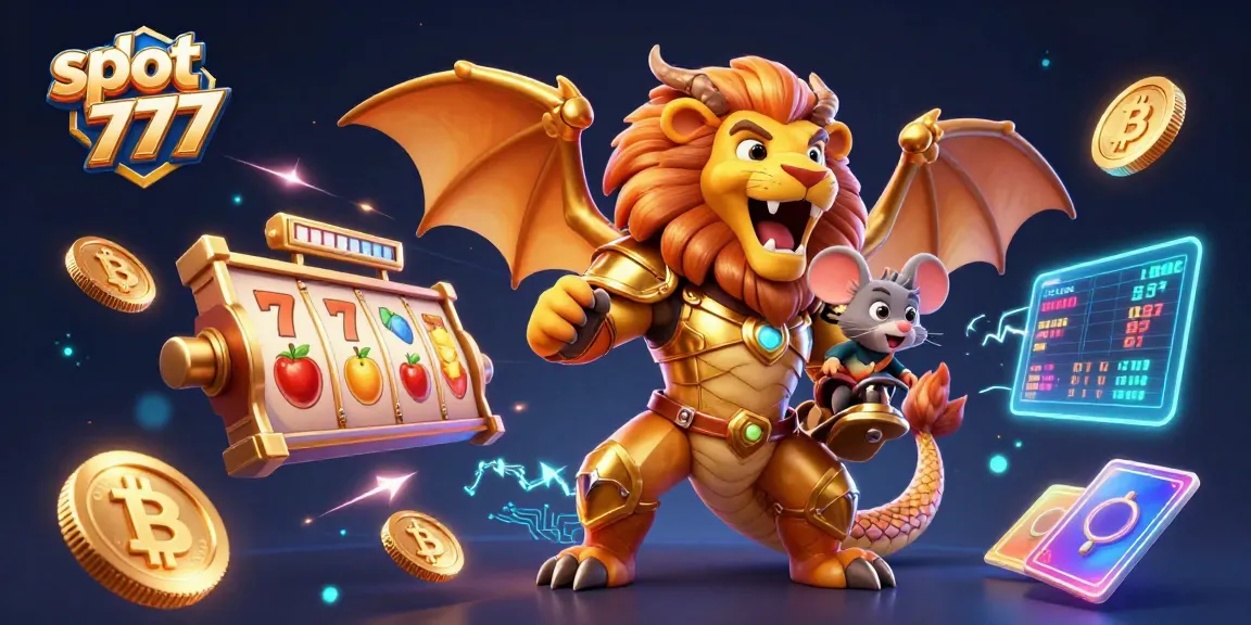 Spin the reels with slot 777 featuring a chimera and vibrant casino elements for thrilling gameplay.