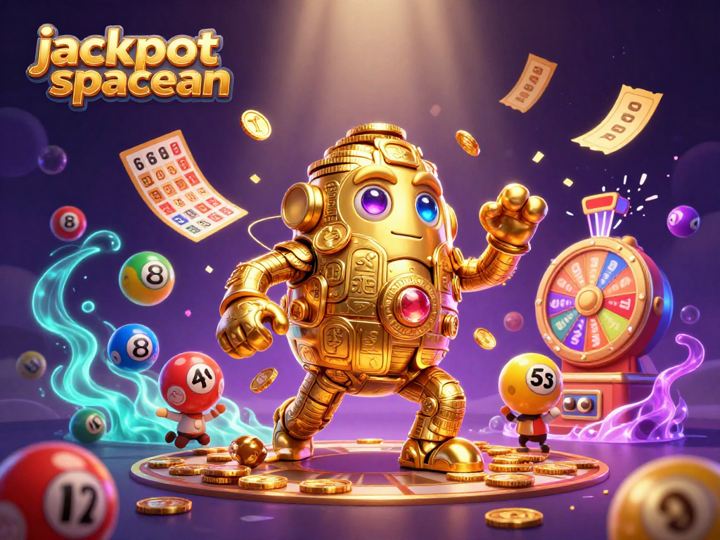 Play jackpot spaceman with a dynamic array of casino elements in a vibrant, captivating 3D scene.