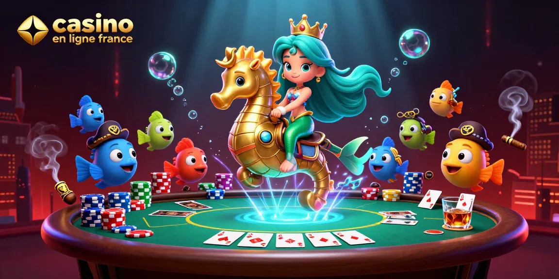 Plongez dans l'univers des jeux avec le casino en ligne france, où la princesse sirène navigue parmi les jetons de poker colorés.
