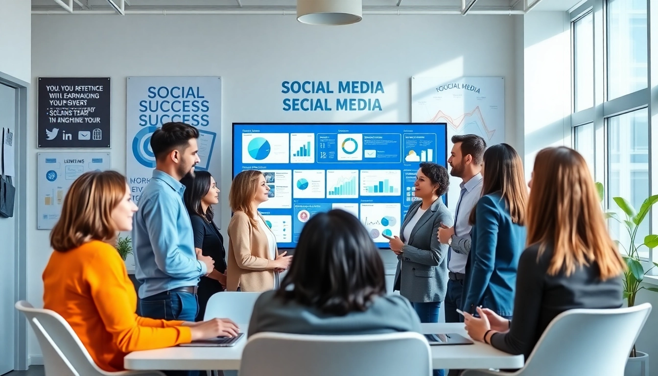 Creative team strategizing at social media marketing companies edmonton focusing on digital campaigns.