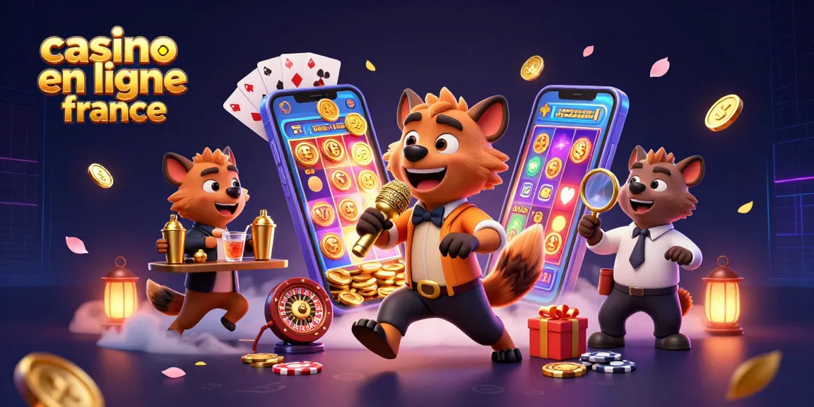 Découvrez le casino en ligne France avec une scène animée de hyènes dans un club de casino.