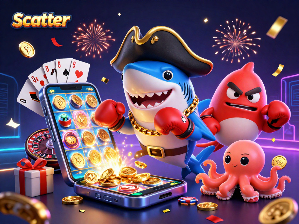 Experience the thrill of scatter gaming with vibrant characters and dynamic casino elements.