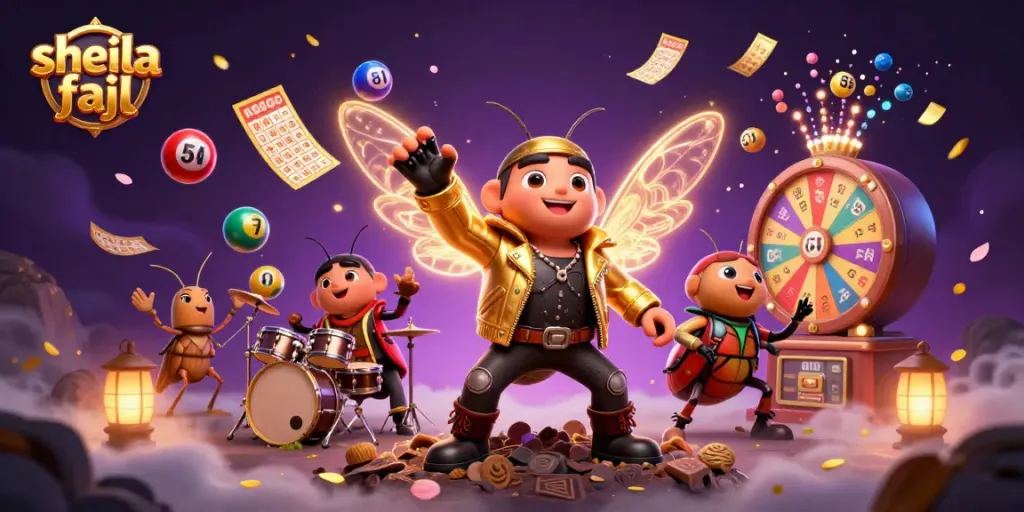 Experience the vibrant energy of sheila fajl's 3D casino rock star scene with dynamic lottery elements.