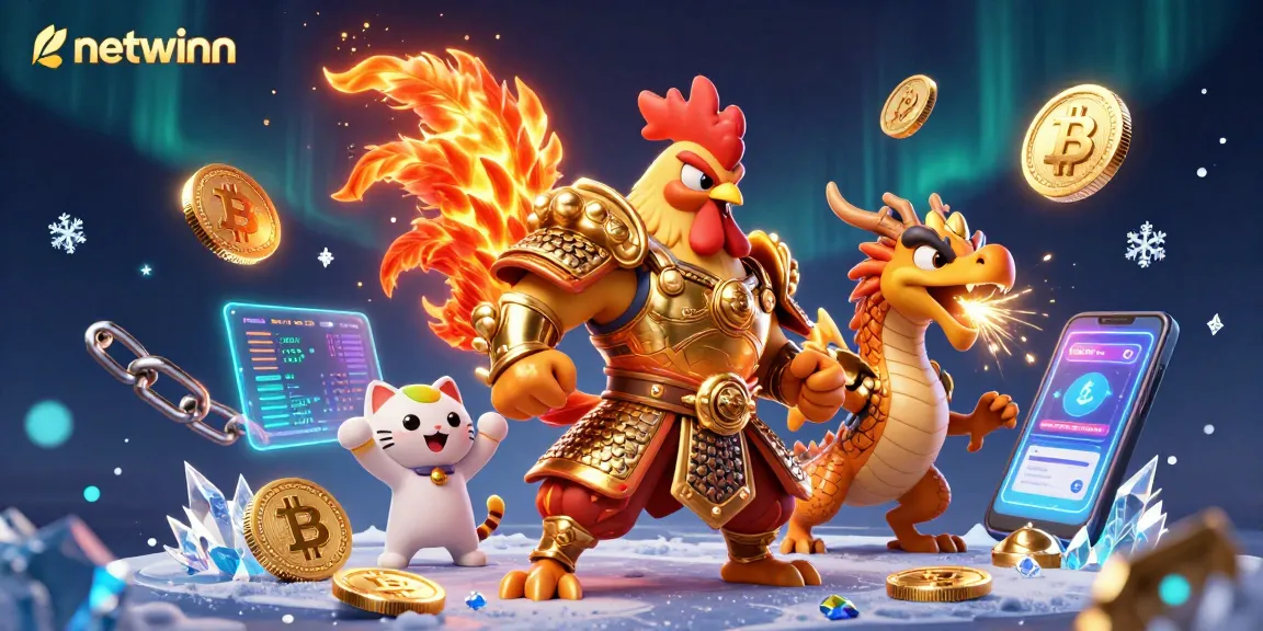 Engage in dynamic gameplay with netwinn, featuring vibrant characters and crypto-themed elements.