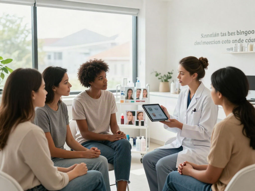 Consultation for Alternatives to QOVES showcasing beauty professionals and clients.
