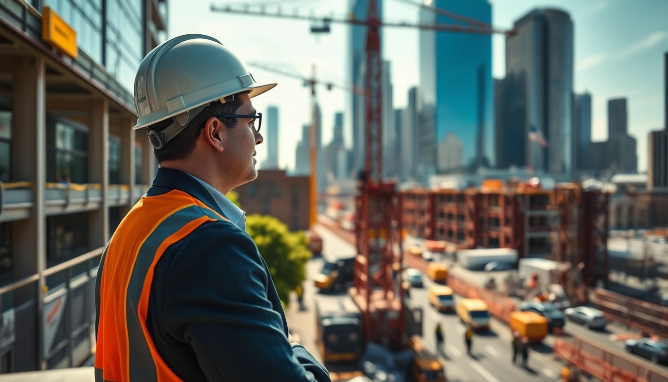 New York City Construction Manager directing operations at a bustling job site in NYC.