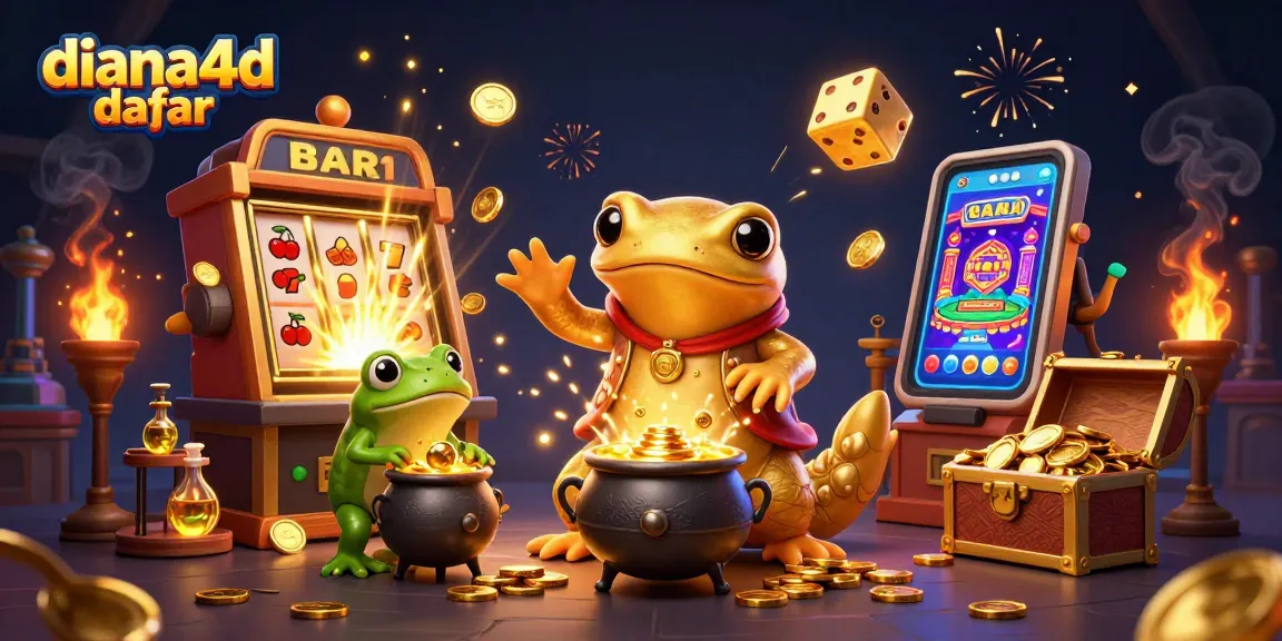 Engage in thrilling gameplay with diana4d daftar, showcasing a dynamic 3D casino scene filled with gold and excitement.
