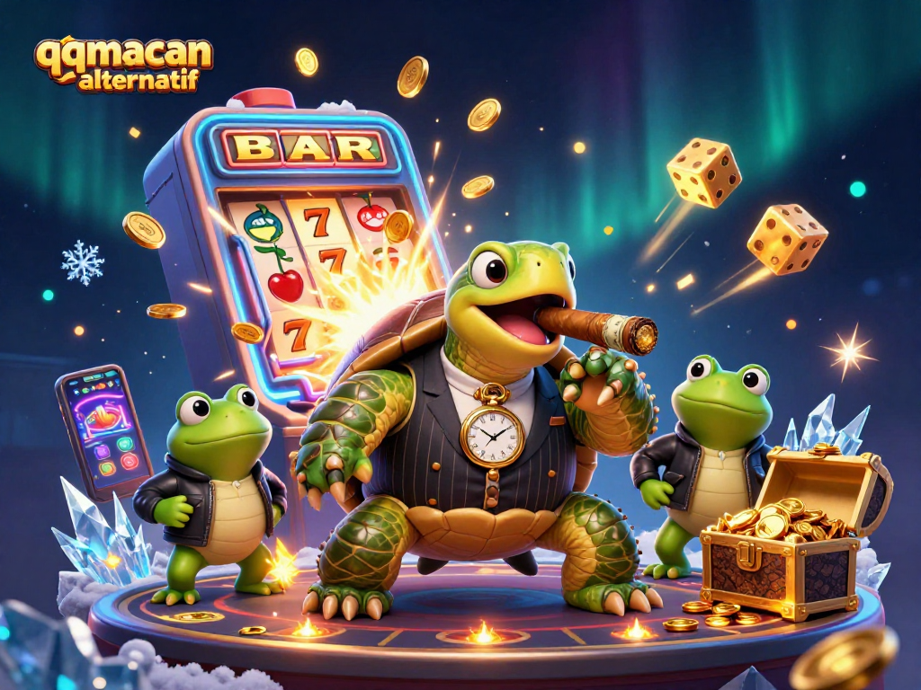 Experience thrilling gameplay with qqmacan alternatif in this vibrant slot machine scene!