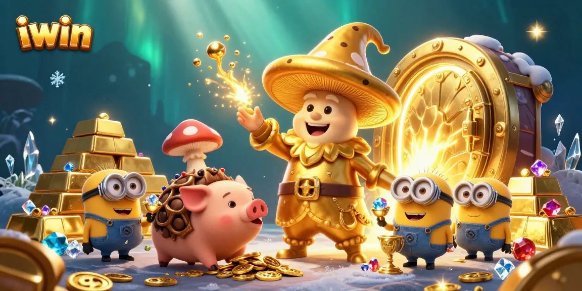 iwin casino adventure with magical characters, golden treasures, and stunning visuals