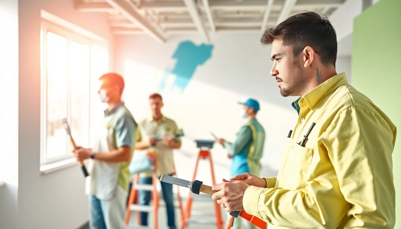 Enhancing a modern office with commercial paint services for a vibrant workspace.