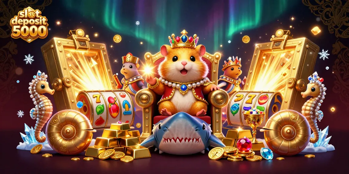 Experience thrilling wins with slot deposit 5000 in this vibrant casino scene filled with riches.