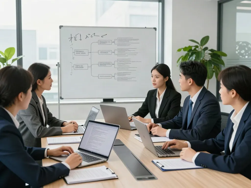 Team of professionals collaborating in a modern office, showcasing Lead Roedl's expertise in legal consulting.