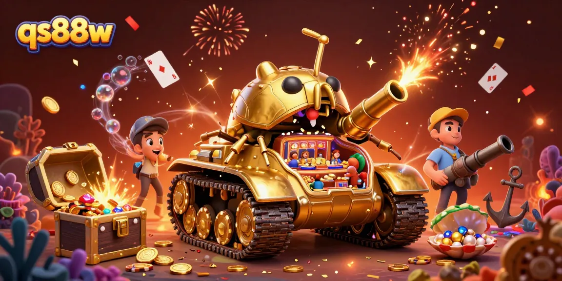 Experience the excitement at qs88w with the golden beetle tank revealing a vibrant casino atmosphere.