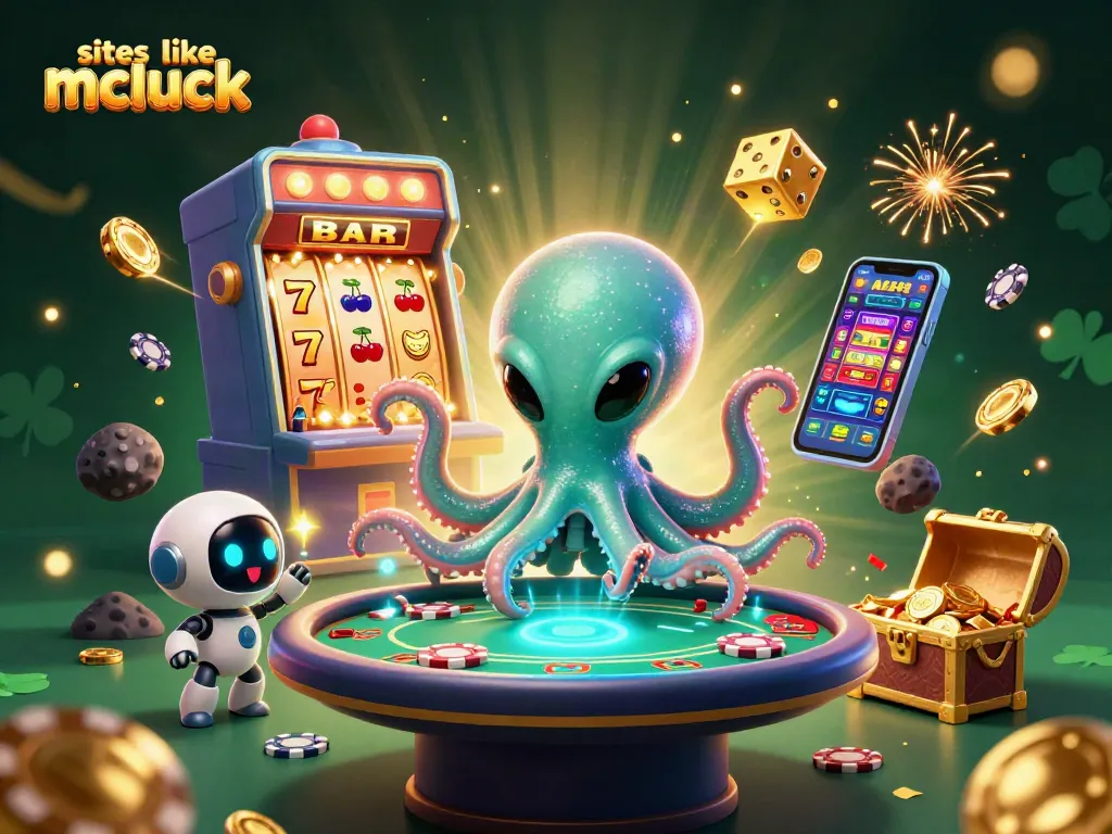 Engage in thrilling action with sites like mcluck featuring a vibrant casino scene and colorful game elements.