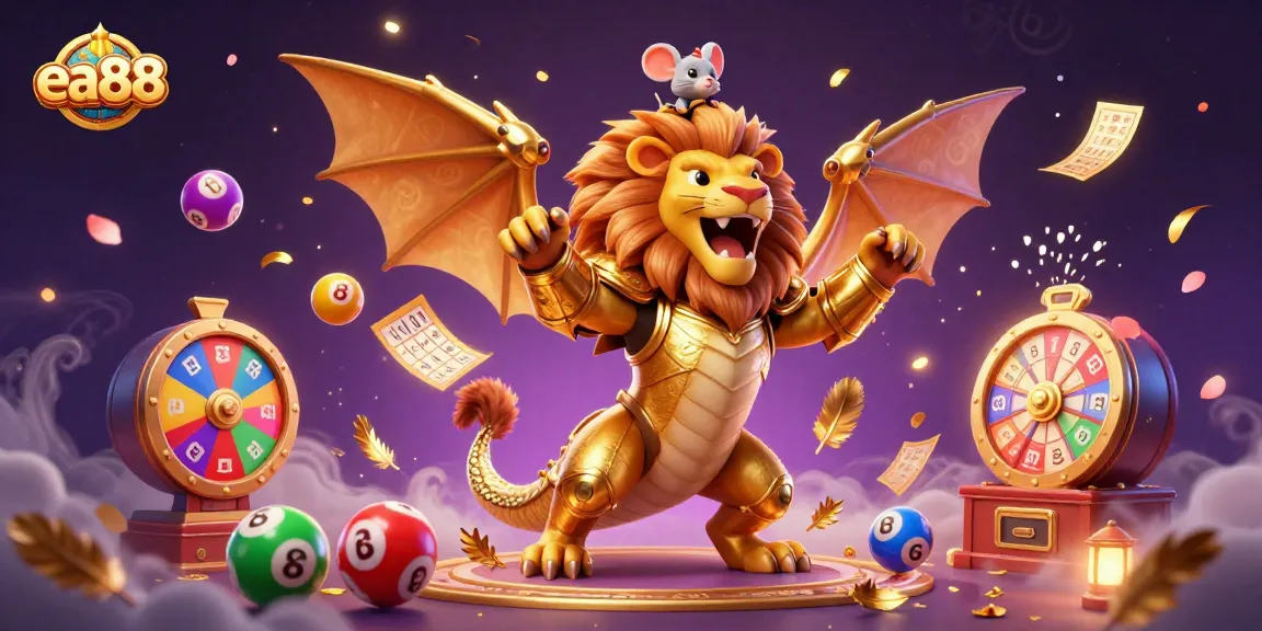 Experience thrilling gameplay at ea88 with colorful lottery elements in a dynamic casino illustration.