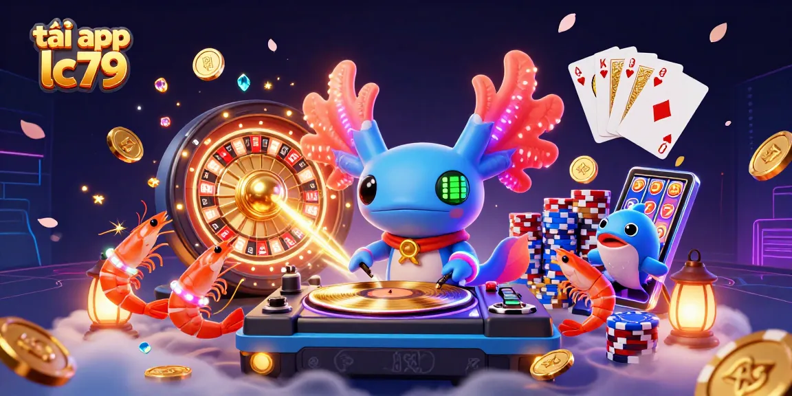 Chơi game sôi động tại tải app lc79 với DJ axolotl và hiệu ứng ánh sáng ấn tượng.