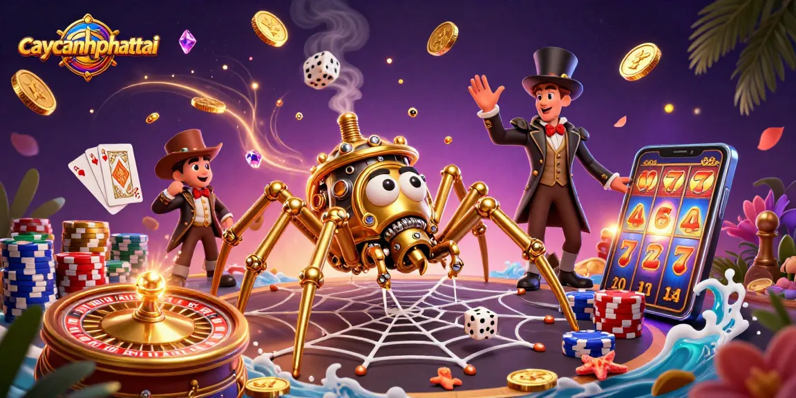 Experience excitement with caycanhphattai as golden spider weaves a dazzling casino web.