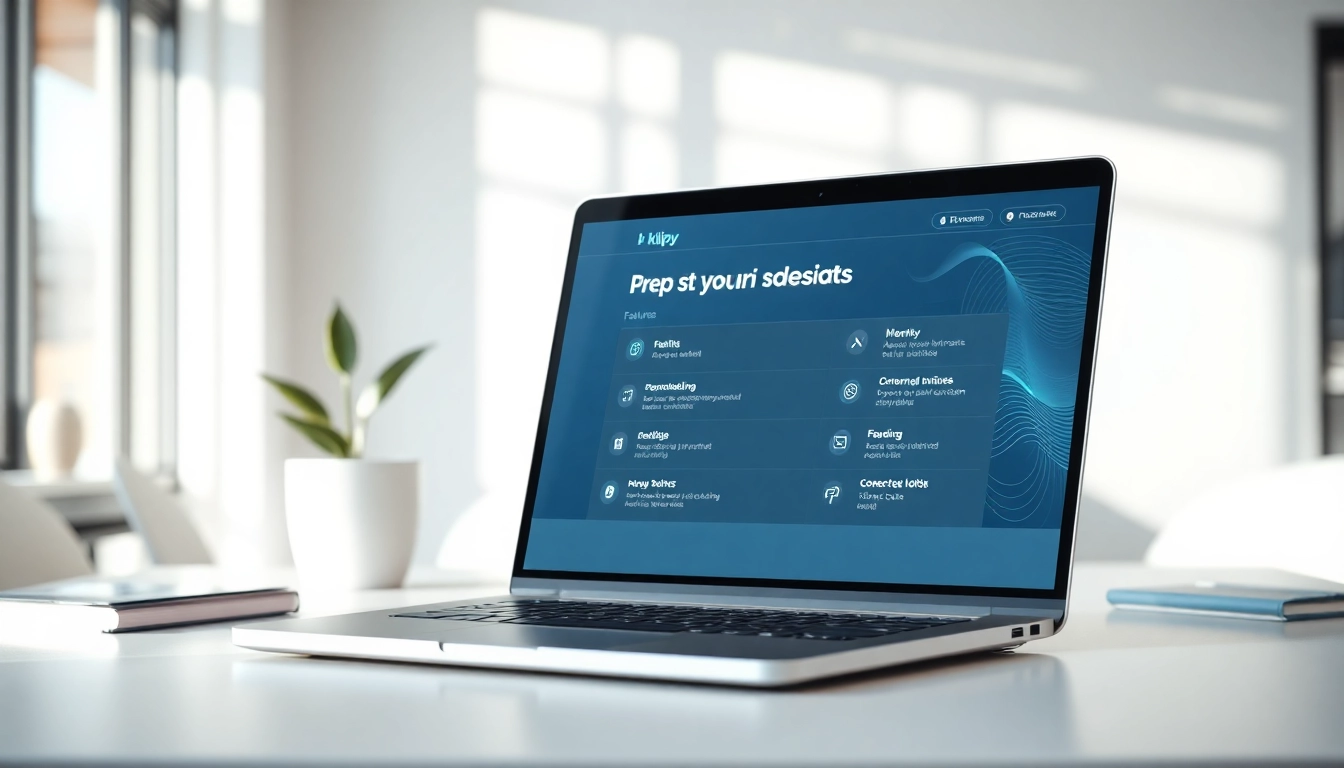 Optimize your sales process with klipy AI showcased on a laptop illuminating a modern office.