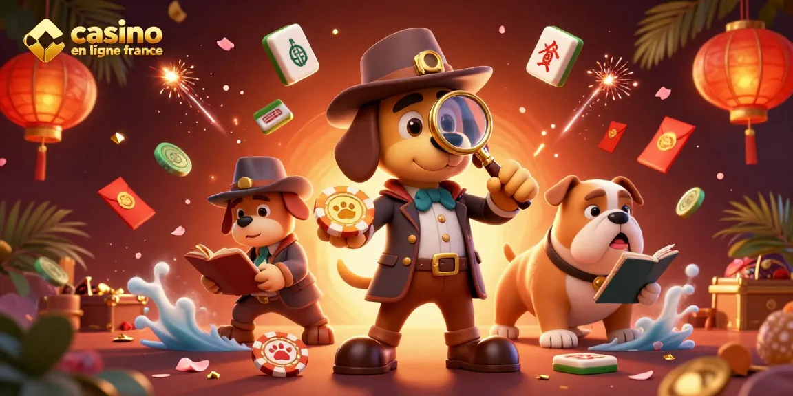 Illustration d'un détective à la recherche de trésors dans un casino en ligne France dynamique.