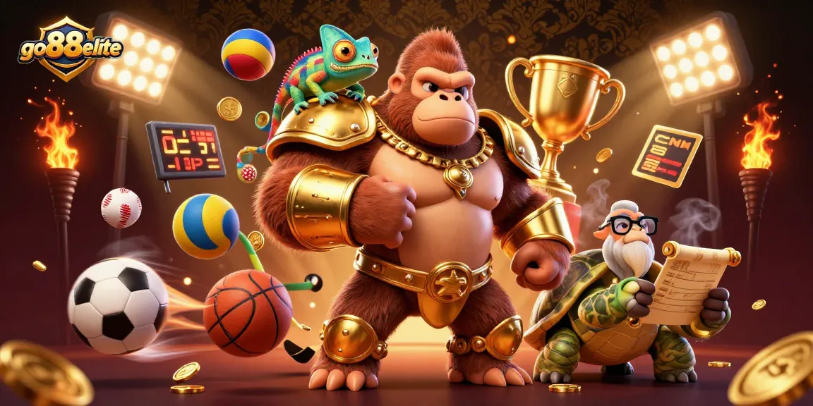 Experience thrilling action at go88elite with a vibrant scene featuring a gorilla king in battle armor.