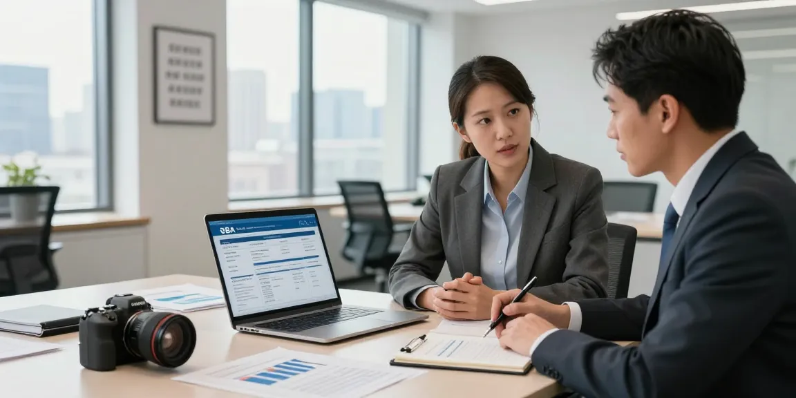 Consultation on an SBA loan to buy a business in a modern office setting