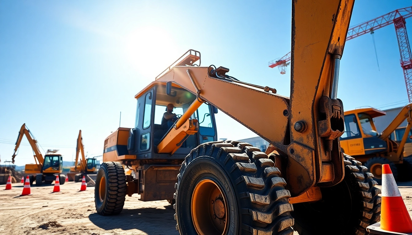 Gradal excavator powering through a construction site, showcasing its rugged strength.