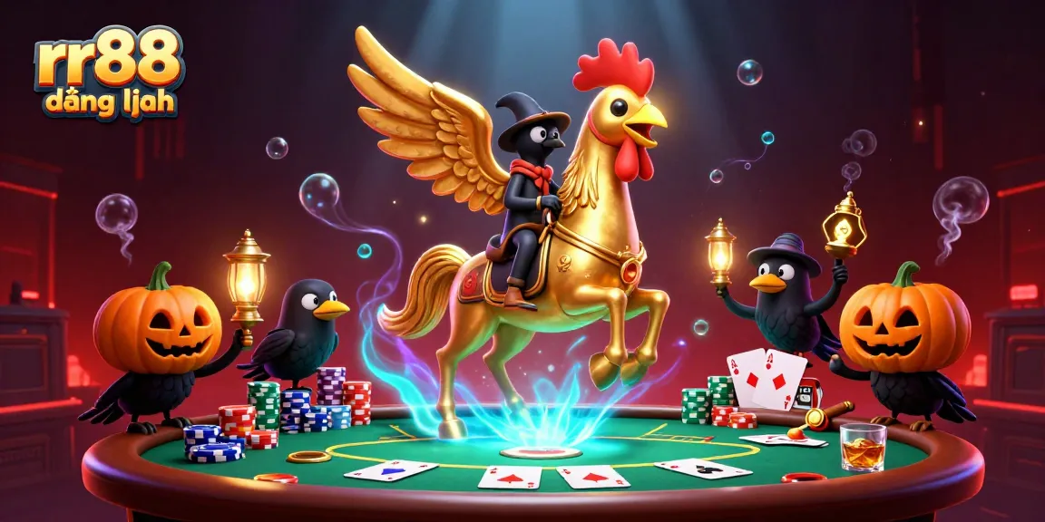 Engage in thrilling rr88 đăng nhập action with golden rooster riding through a vibrant casino