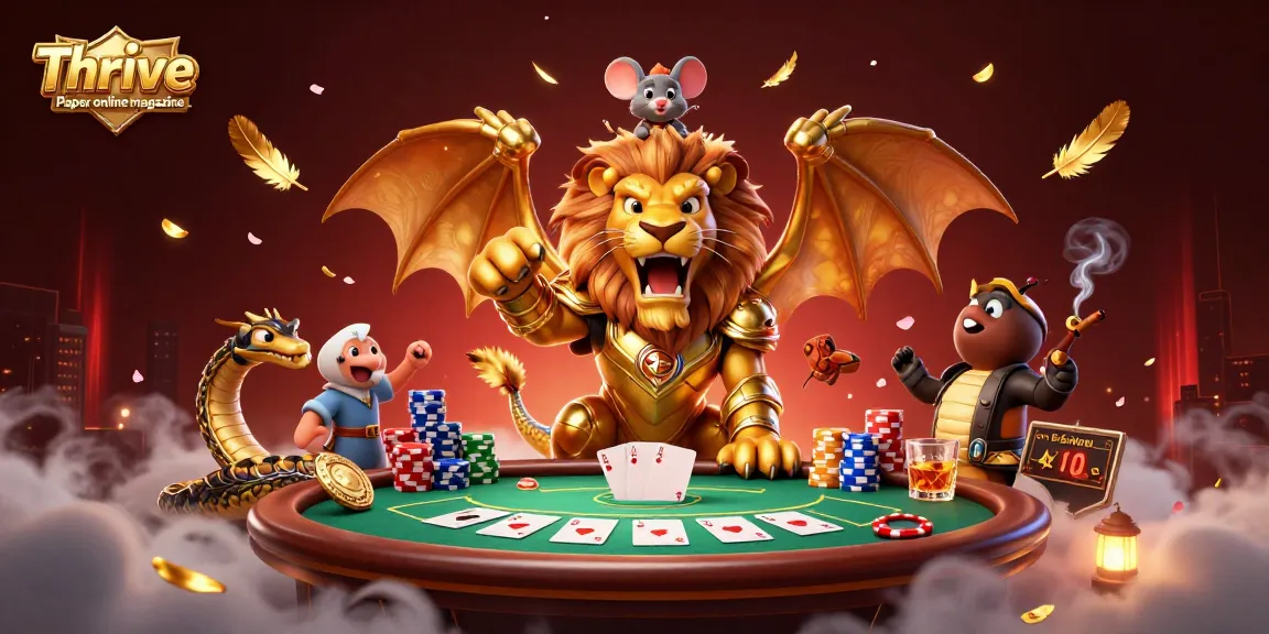 Experience winning vibes at Thrive Paper online magazine with an epic casino showdown illustration.