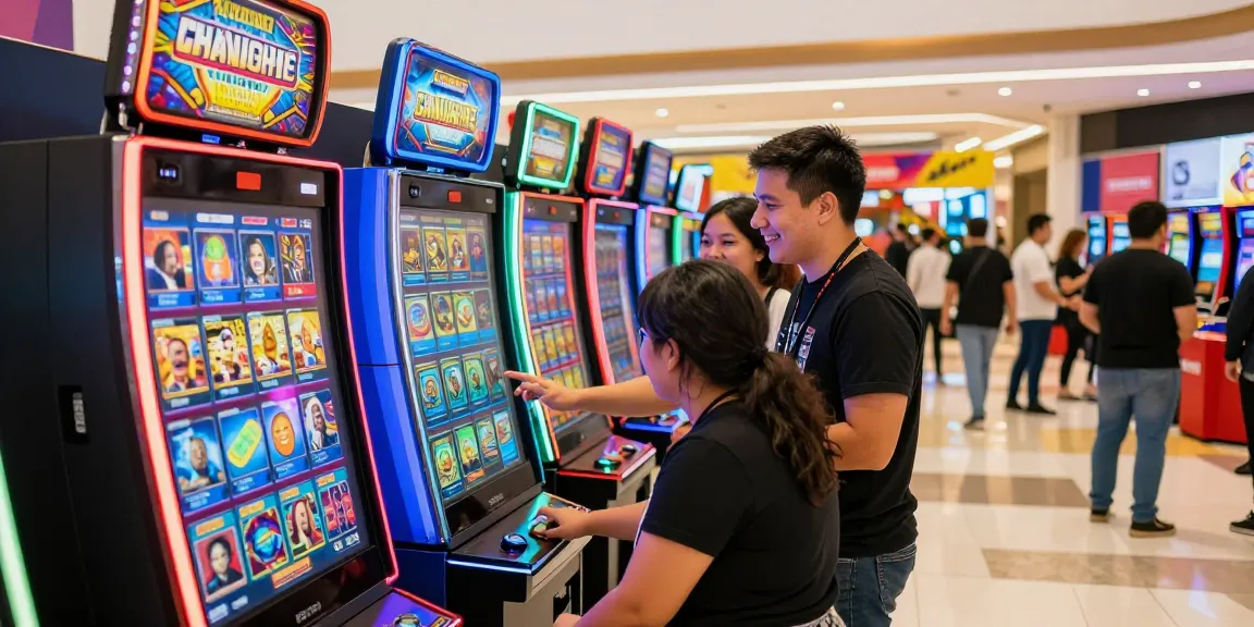 Customer exploring modern slot options in a vibrant retail setting.