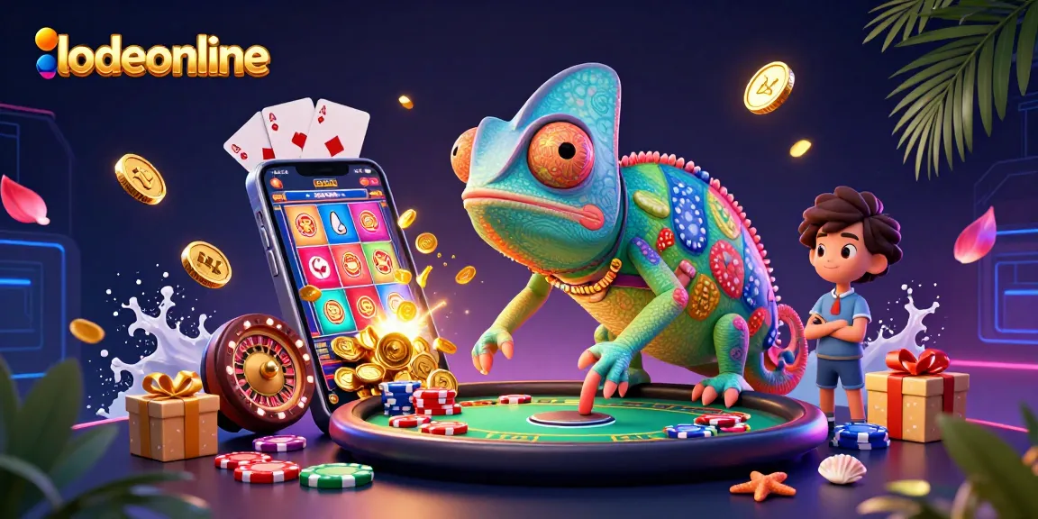 Experience the thrill with lodeonline's innovative casino elements in a vibrant 3D illustration