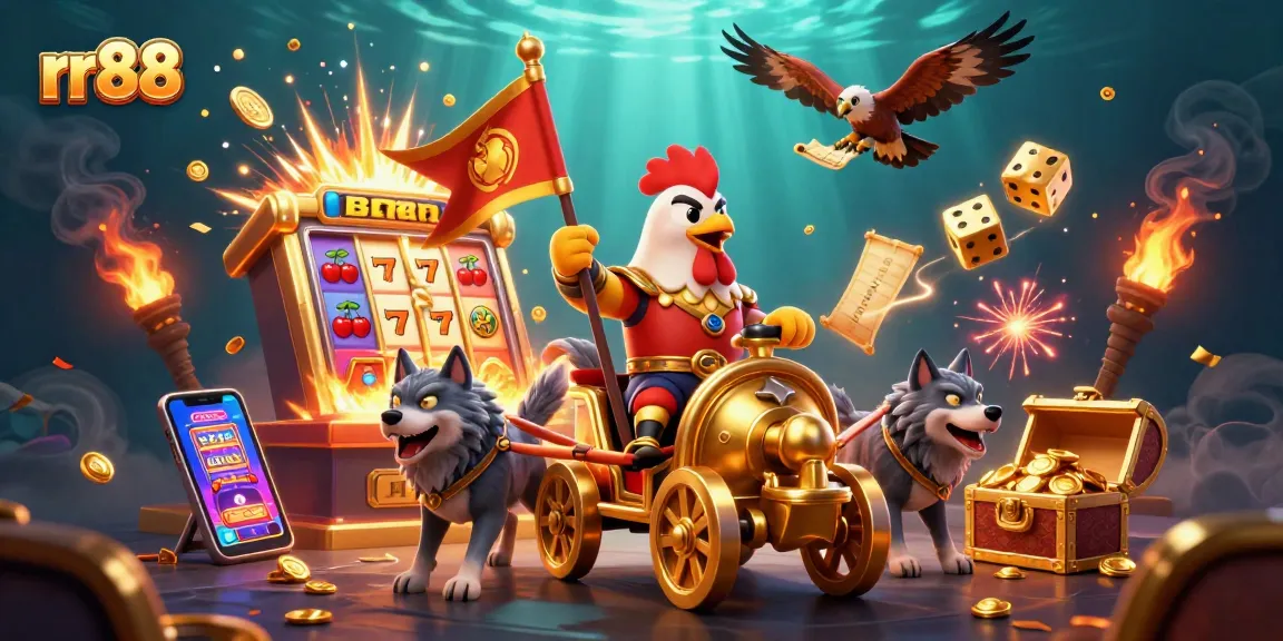 Experience winning with rr88 as the rooster warlord leads the casino adventure!