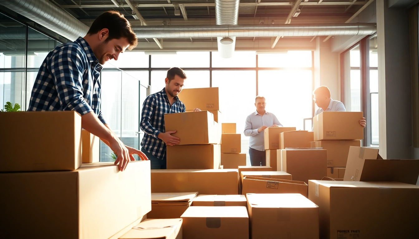 Efficient team showcasing Commercial Moving Services NYC in a modern office setting.