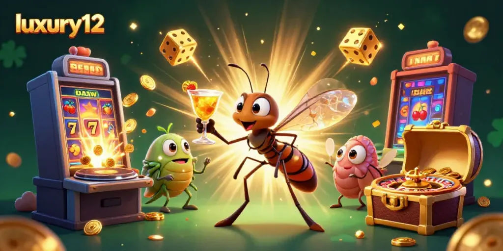 Experience thrilling action at luxury12 with a vibrant casino scene bursting with energy and winning symbols.
