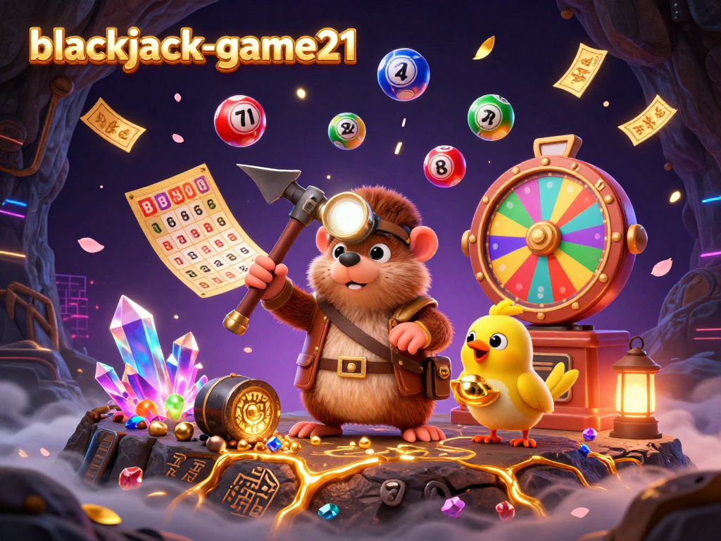 Experience the excitement of blackjack-game21 with a vibrant treasure hunting scene featuring engaging characters and game elements.