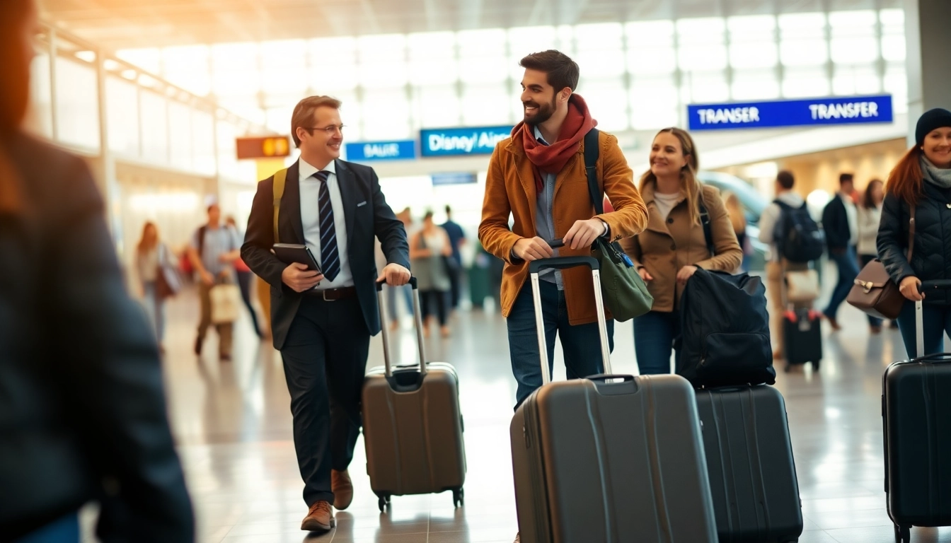 Family preparing for Beauvais Airport to Disney Transfer, with a taxi driver assisting them.