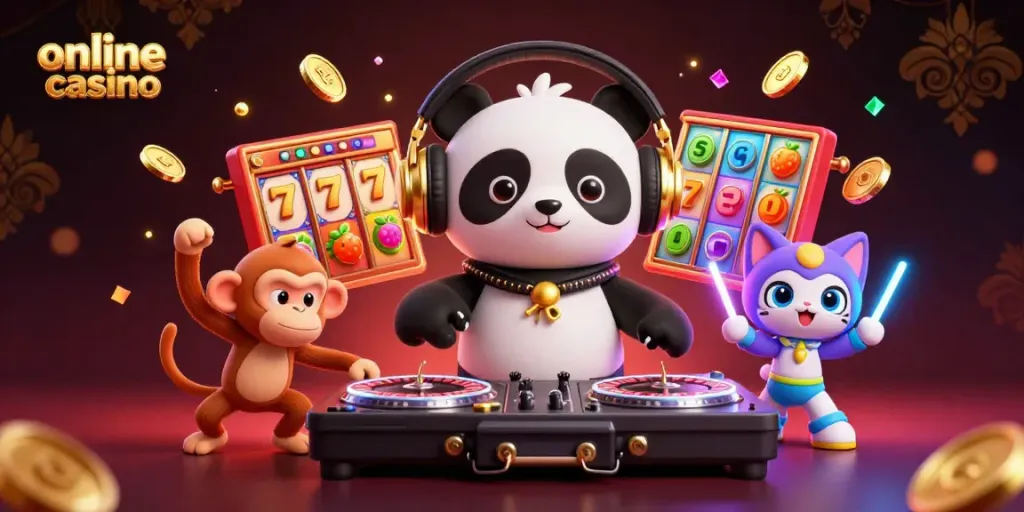 Experience thrilling online casino fun with vibrant 3D characters and dynamic game elements.