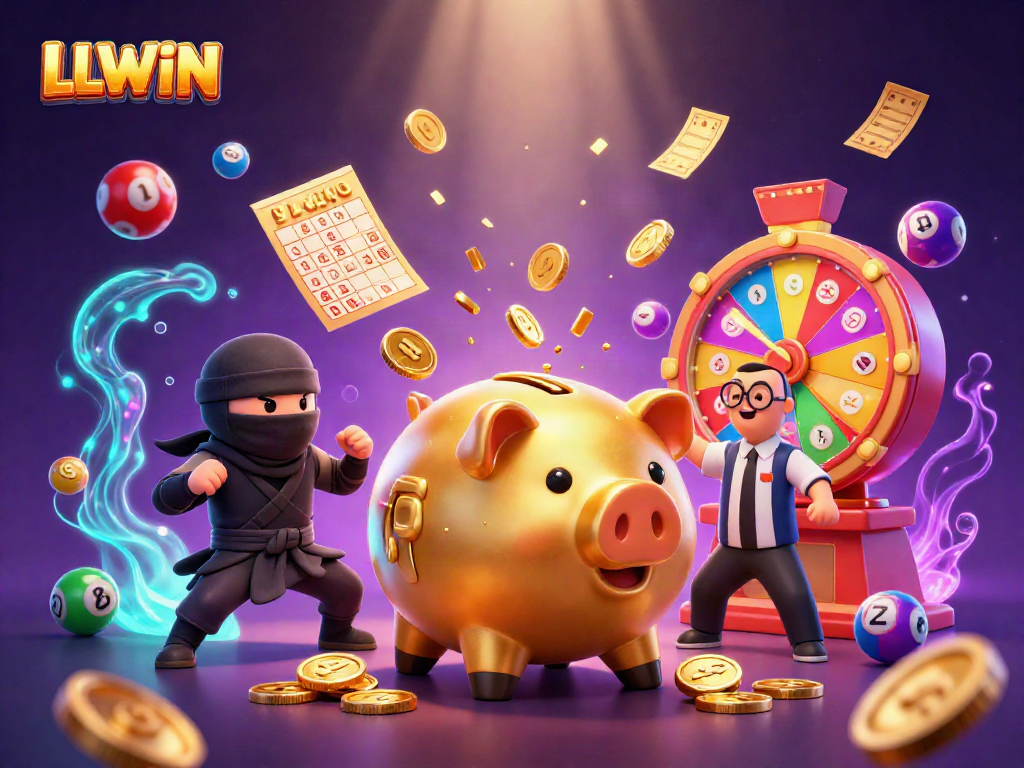 Experience a vibrant LLWIN gaming atmosphere with dynamic characters and exciting gaming elements.
