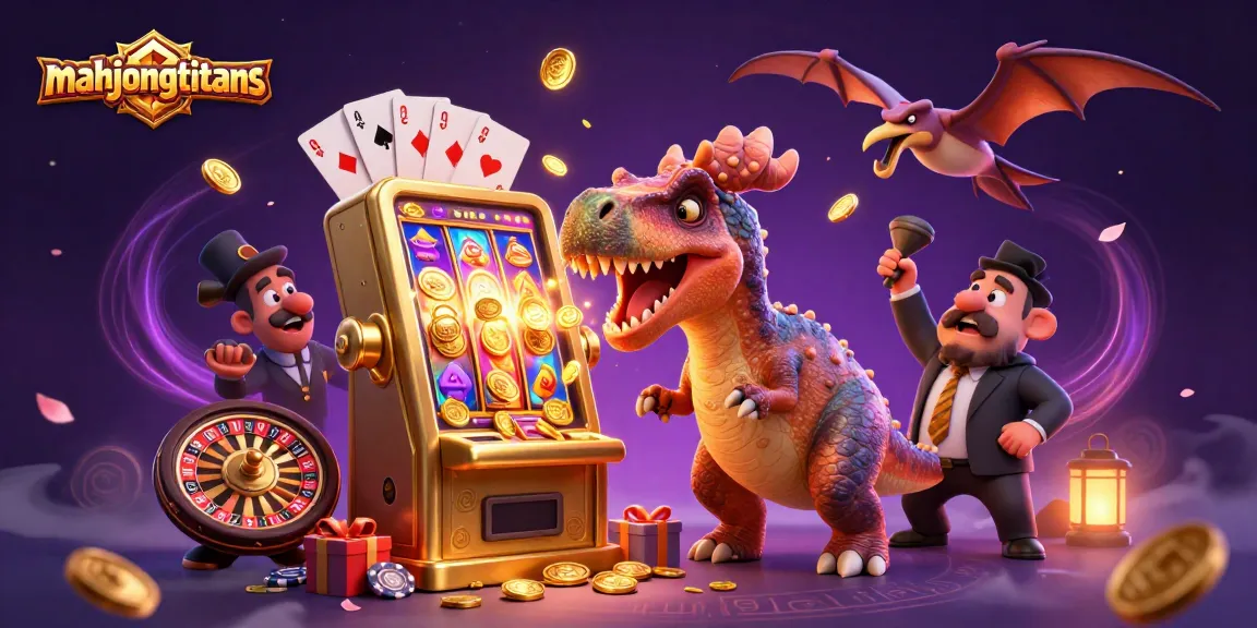 Experience mahjongtitans entertainment as a pachycephalosaurus wins jackpots, surrounded by casino elements