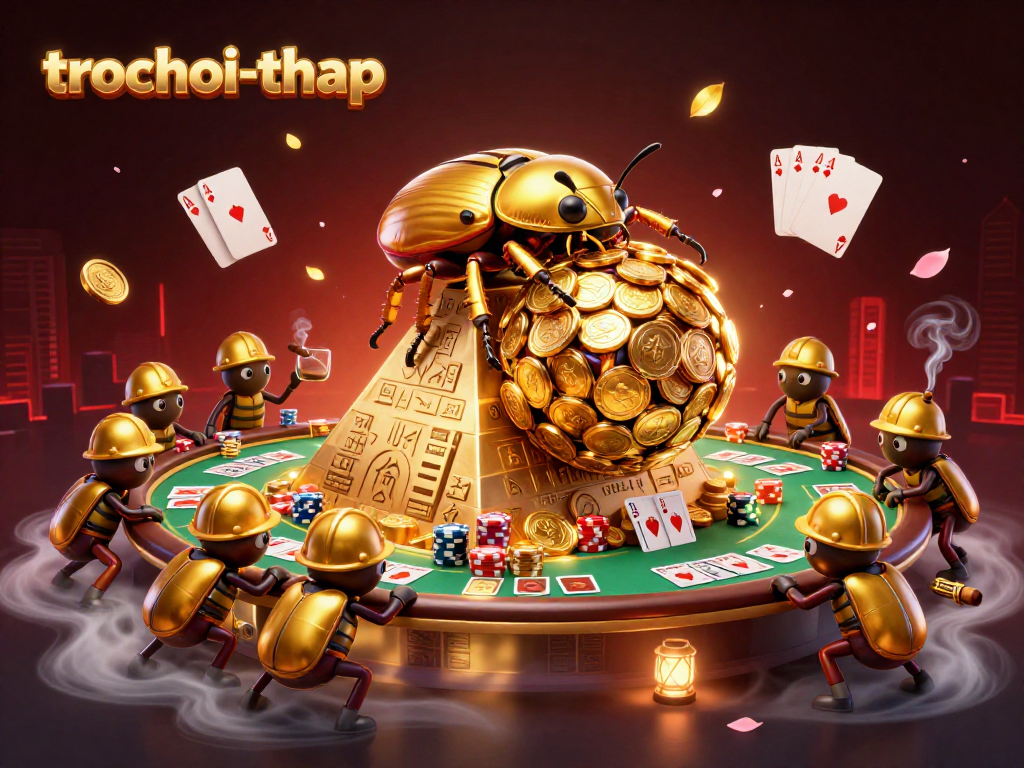 Engage with the thrilling trochoi-thap experience featuring golden beetles and casino elements