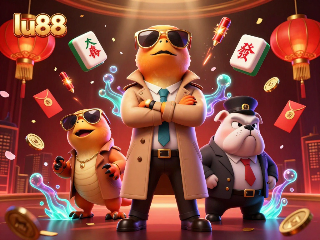 Draw from lu88's vibrant gaming world with raptors in disguise at a VIP casino entrance.