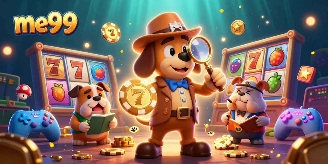Play exciting pokies and discover treasures at ME99, where vibrant games meet cartoon detectives.