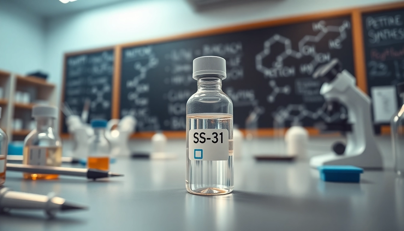 Buy ss-31 peptide while showcasing advanced peptide research in a professional lab setting.