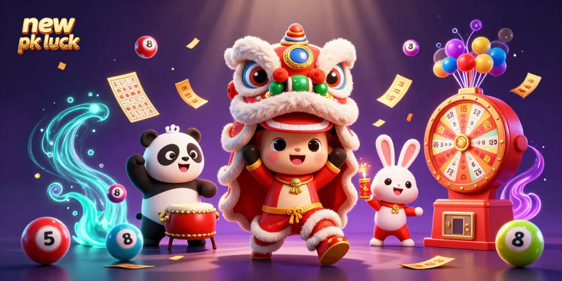 Experience thrilling spins and victories at new pk luck, featuring vibrant slot symbols and festive characters.